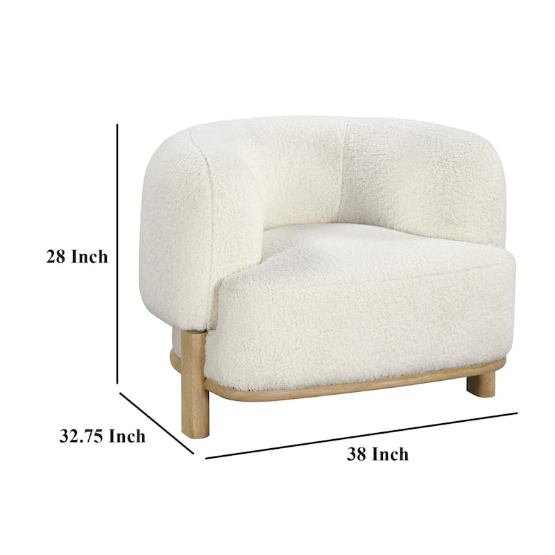 Linia, Accent Chair, Soft Cushioned Barrel Back, Ivory, Brown Wood