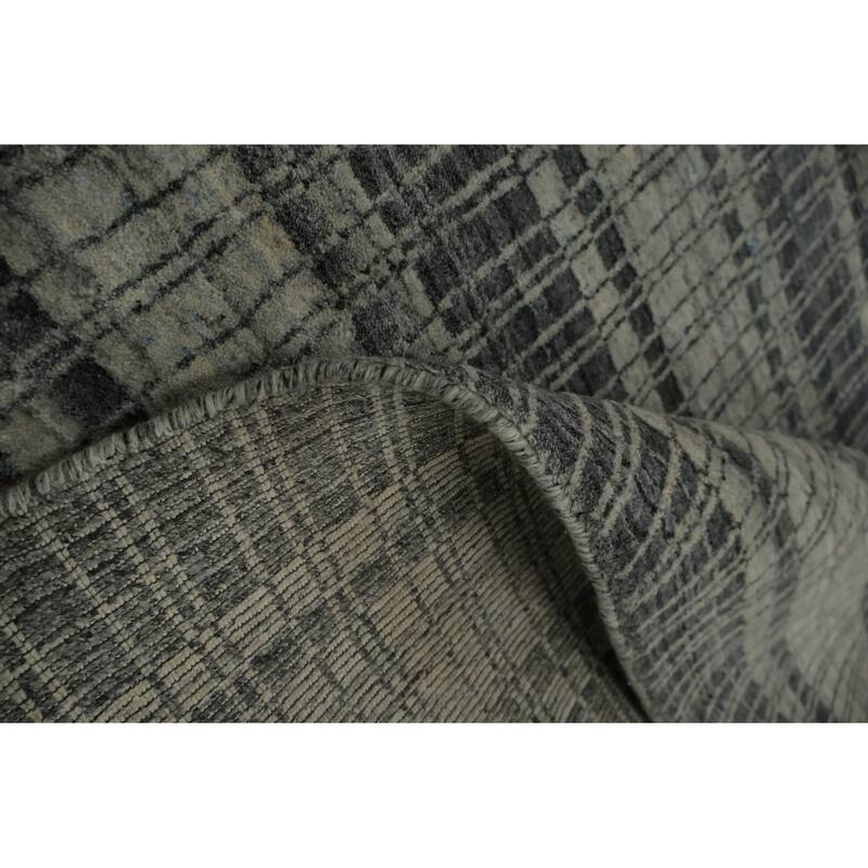 Hand Knotted Oriental 100% Wool Carpet Traditional Geometric Greys & Charcoal IKats Area Rug - 14' 5'' X 11' 6''