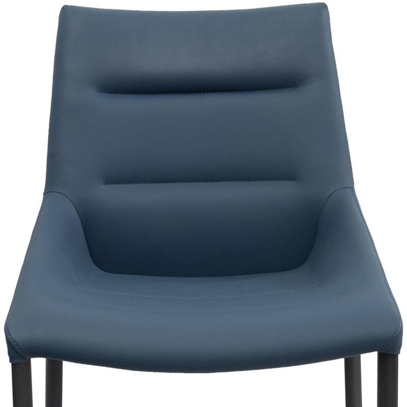 HomeRoots Set of Two Navy Blue and Black Faux Leather and Metal Dining Side Chairs - 20.00 in. x 32.00 in. x 24.00 in.