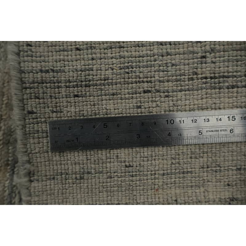 Hand Knotted Oriental Silk Carpet Tribal Contemporary Greys & Charcoal Gabbeh Area Rug - 14' 0'' X 9' 11''