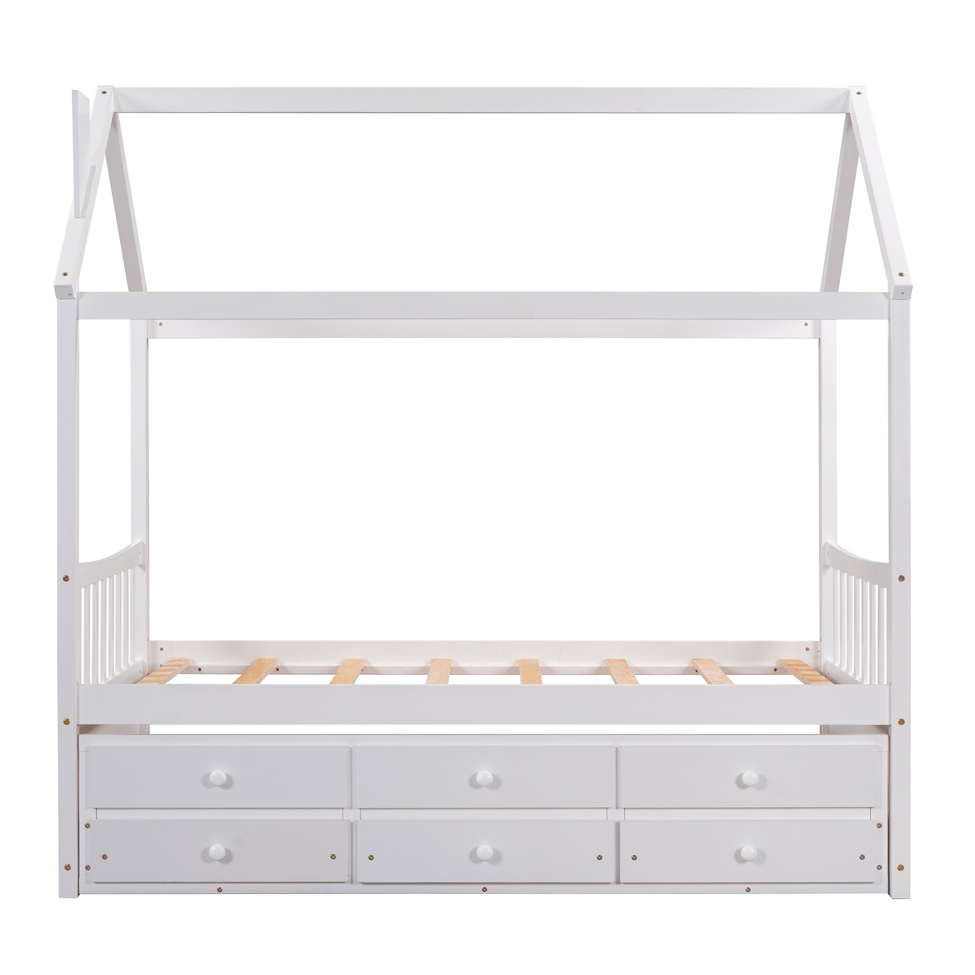 Wooden House Bed with Trundle and 3 Storage Drawers - On Sale - Bed Bath &  Beyond - 37651697