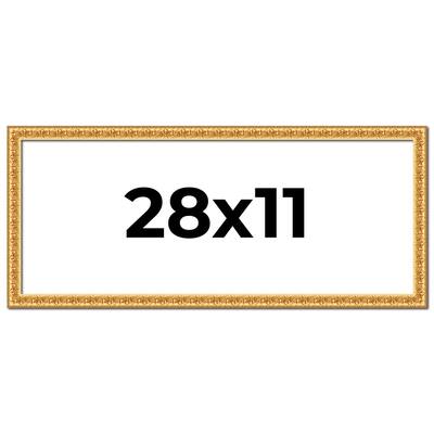 28x11 Frame Gold Real Wood Picture Frame Width 1 inches | Interior