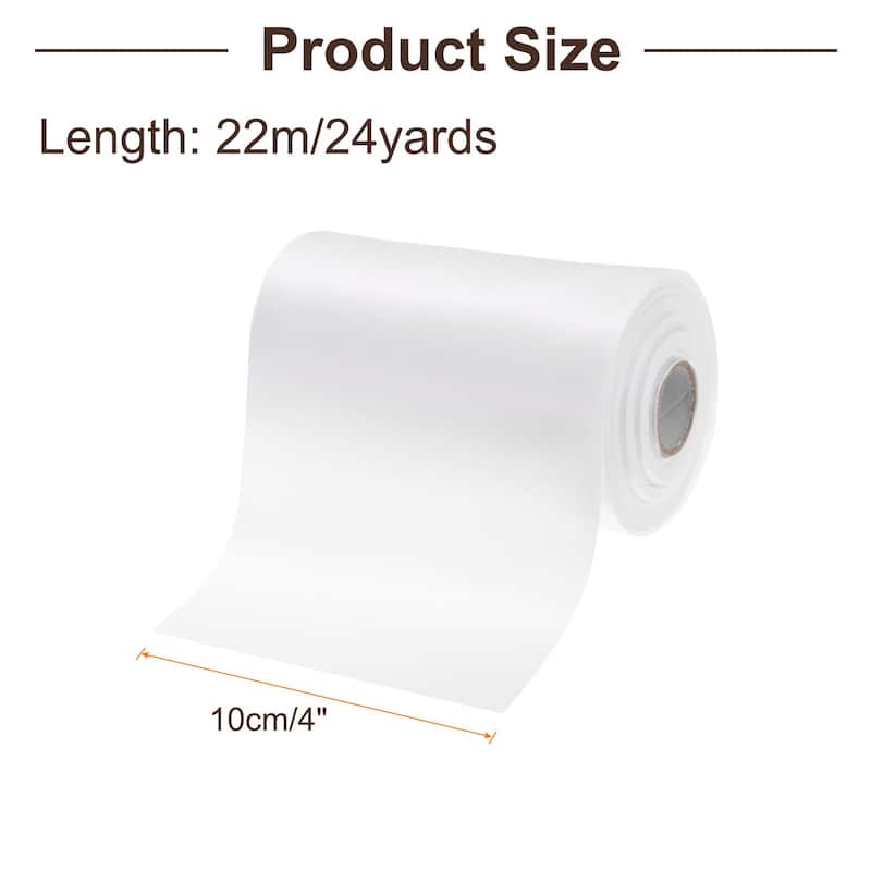 4 Inches x 24 Yards Satin Ribbon for Gift Decoration - White