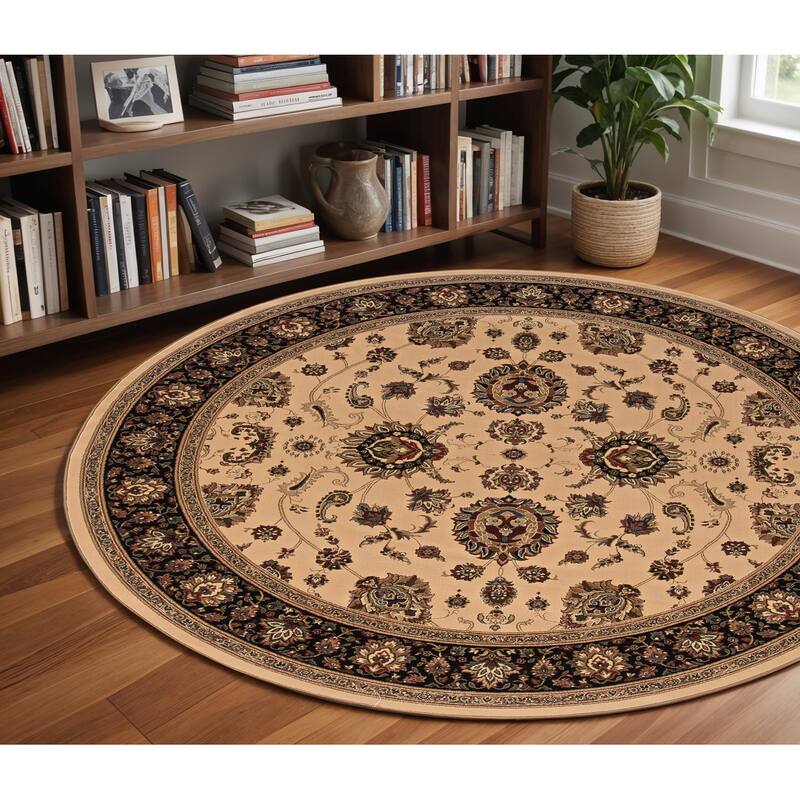 HomeRoots Oriental Traditional Square Area Rug - 94.49 in. x 94.49 in.  x 0.43 in. - Round