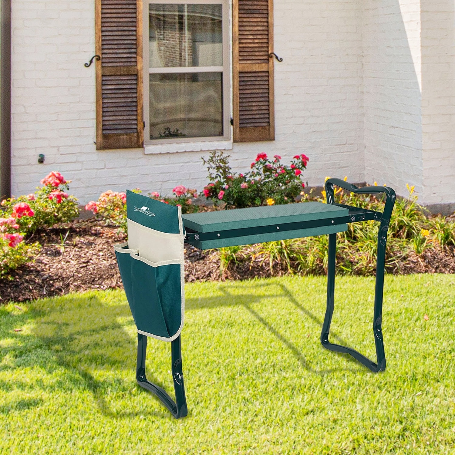 Outsunny folding garden kneeler bench deals chair
