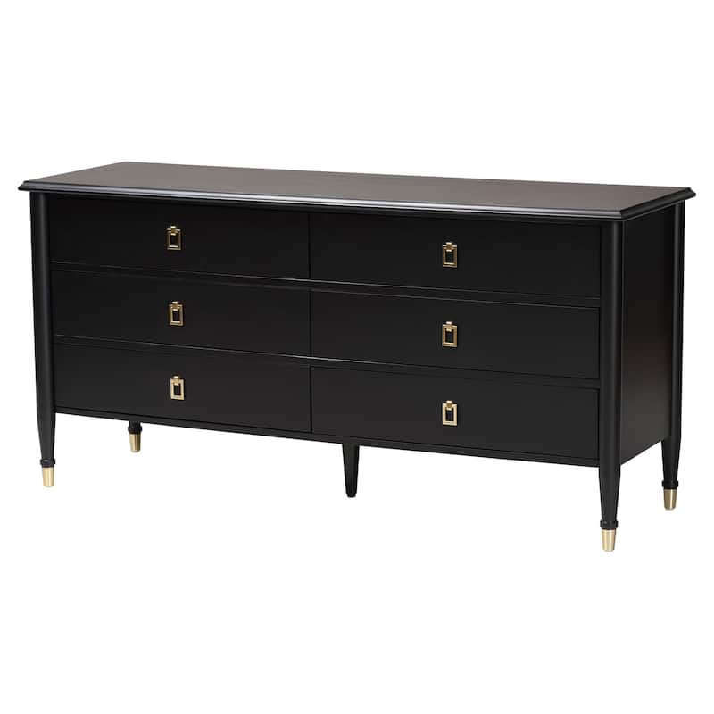Baxton Studio Tamra Four-Poster Platform Bedroom Set - Black Wood Bed Frame with Matching Accents, Modern Transitional Furniture