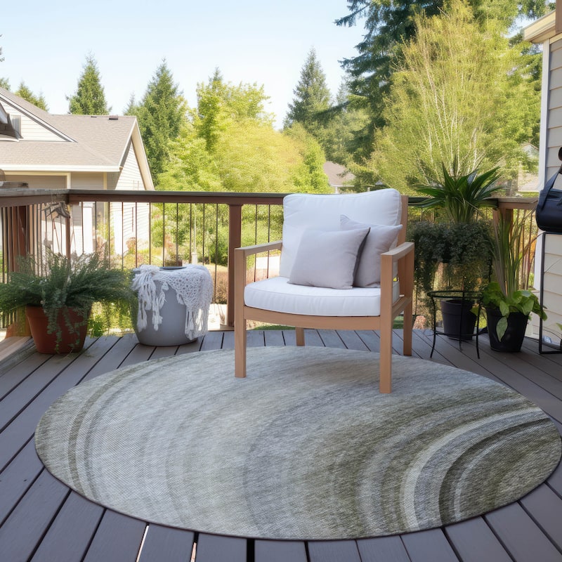 Machine Washable Indoor/ Outdoor Chantille Abstract Wave Rug