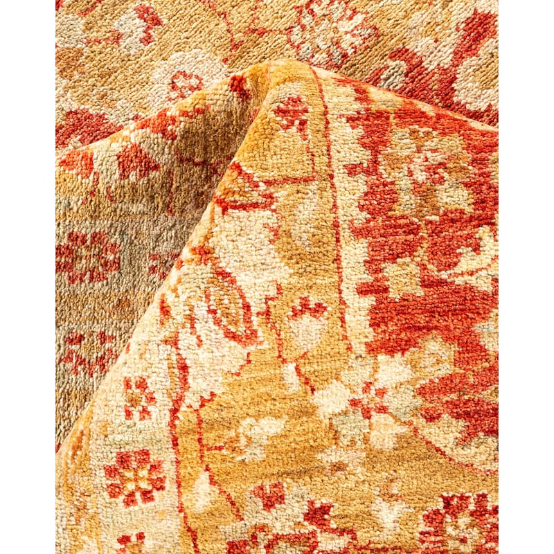 Overton Hand Knotted Wool Vintage Inspired Traditional Mogul Orange Area Rug - 9 x 12