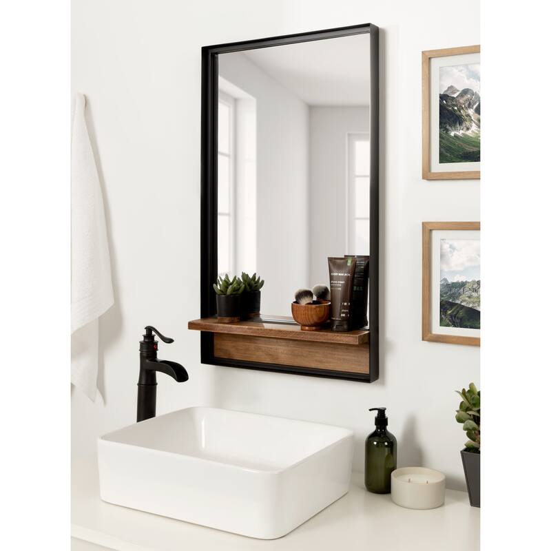 Kate and Laurel Owing Rectangle Mirror with Shelf - 20x34