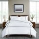 preview thumbnail 22 of 84, Superior 1200 Thread Count Egyptian Cotton Solid or Embroidered Duvet Cover Set White/Navy Blue - California King