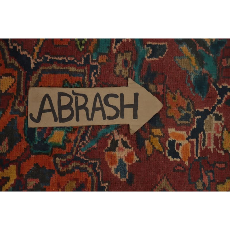 Hand Knotted Oriental 100% Wool Carpet Traditional Floral Red Heriz Runner Rug - 11' 1'' X 3' 10''