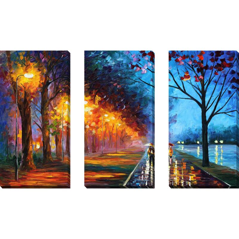 "Alley By The Lake" by Leonid Afremov 3 Piece Set on Canvas