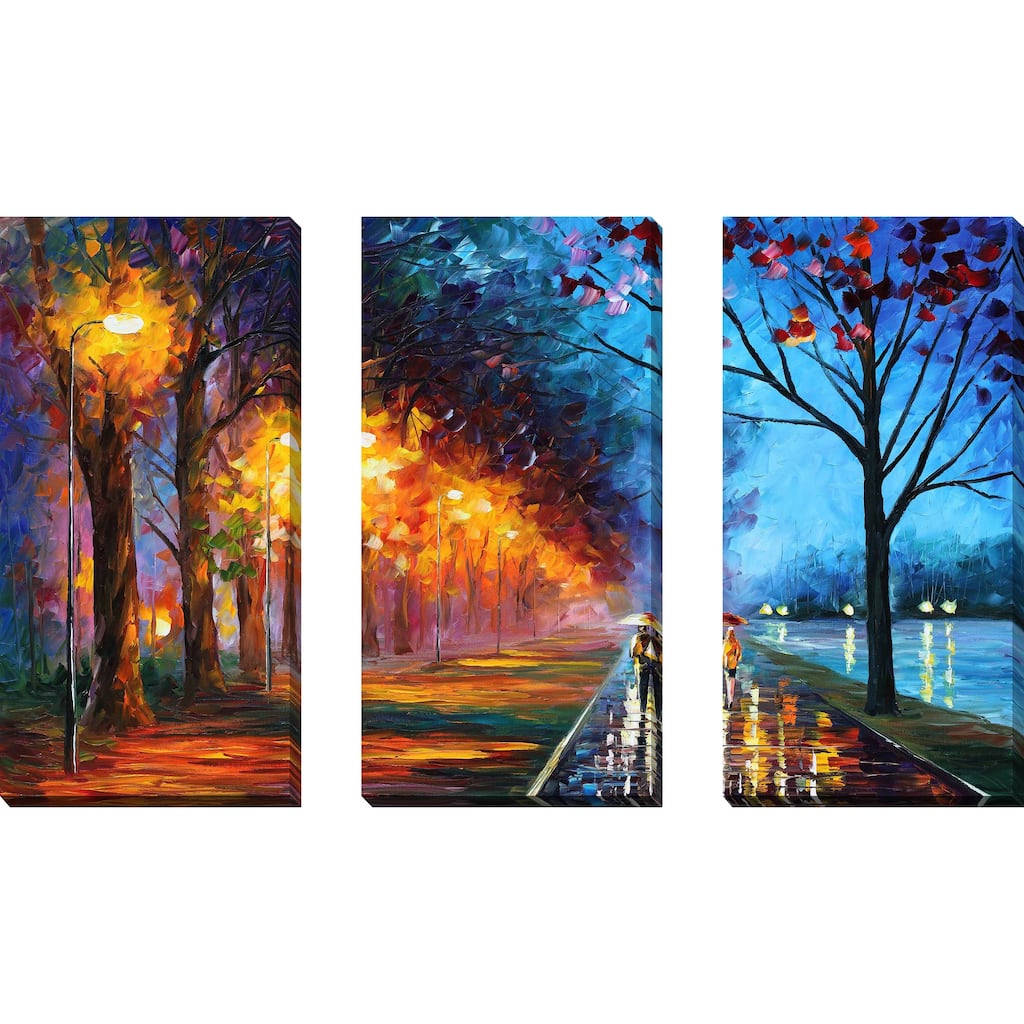 "Alley By The Lake" by Leonid Afremov 3 Piece Set on Canvas