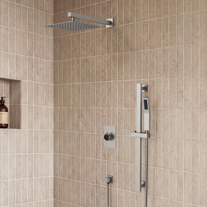 Slide Bar High-Pressure Balancing Shower System 10" Rainfall Shower Head with Handheld Shower