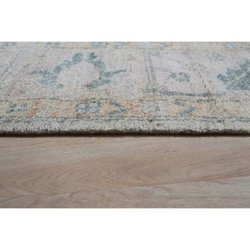 Hand-Knotted Natural Silk Oushak Rug, 10' x 14', Gray/Light Olive Area Rug, Luxurious Soft Texture for Home - L