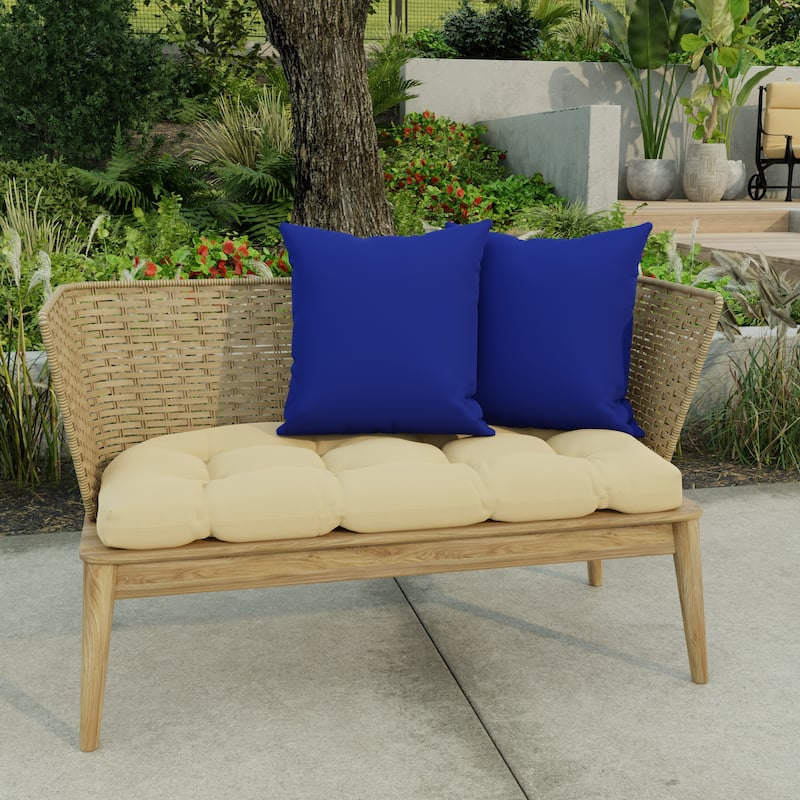 18" x 18" Blue Solid Outdoor Throw Pillow - Set of 2 - 18'' L x 18'' W x 4'' H