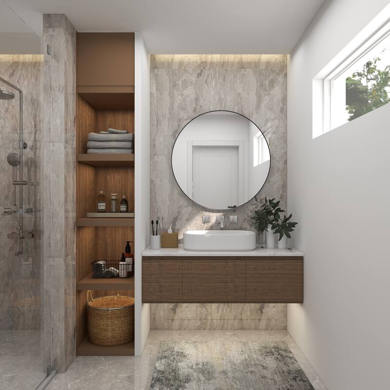 Multiple Frame Finishes / Sizes Modern Contemporary Round Wall Mirrors