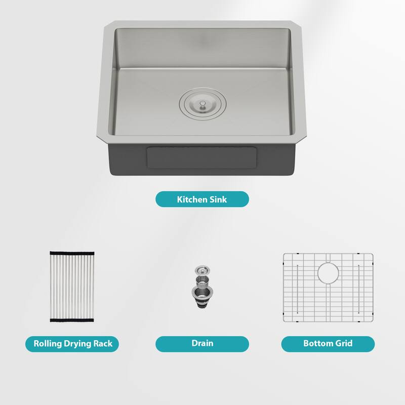 Kitchen Sink, 18 Inch Undermount Sink 5.5-Inch Single Bowl 16 Gauge Stainless Steel 18x16x5.5 Inch Sinks Basin