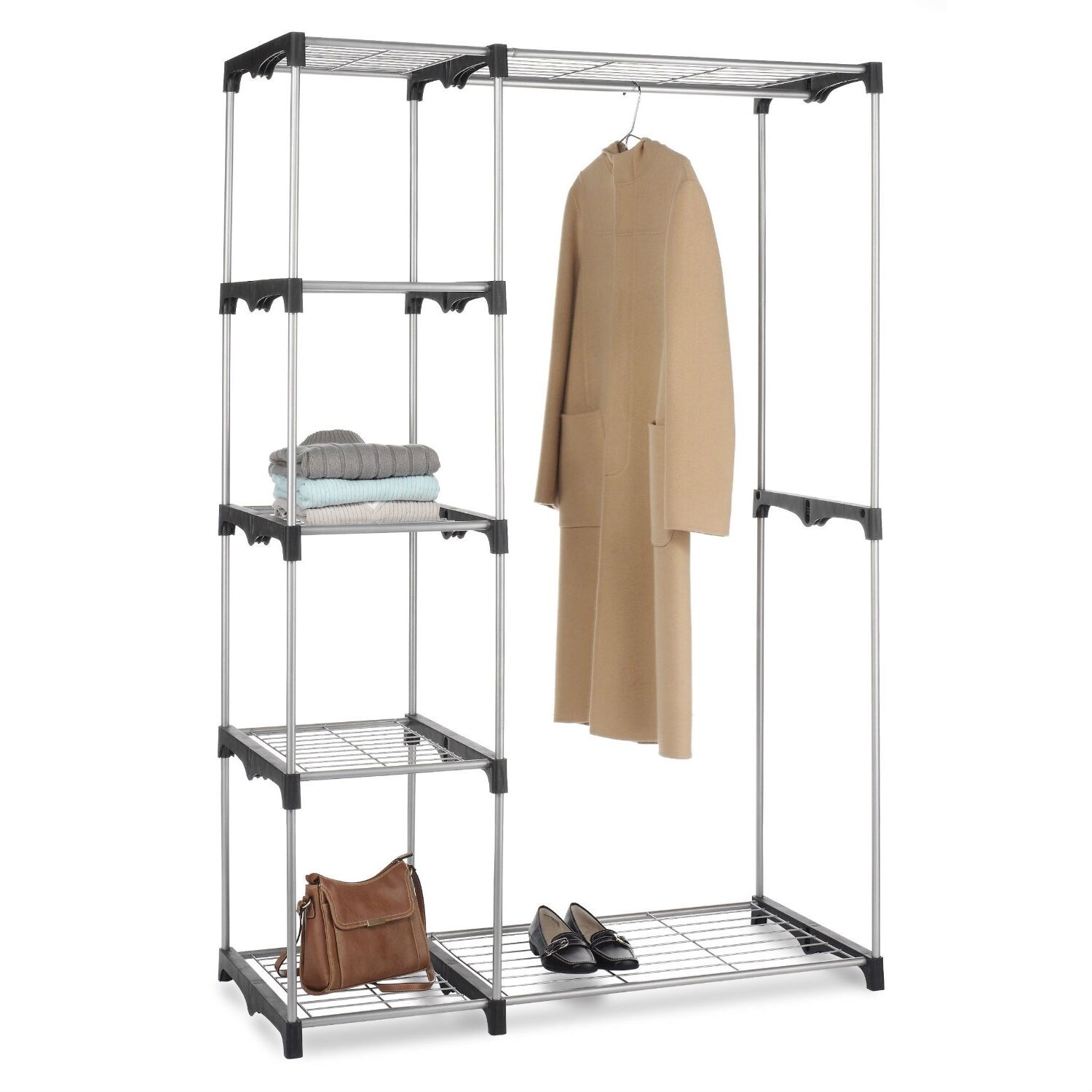 Shop Freestanding Closet Organizer Garment Rack Storage Unit With