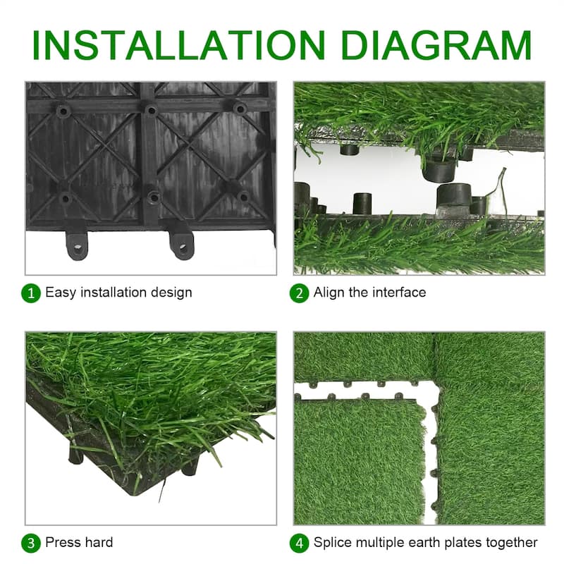 NOVO 4 PINS Grass Deck Tiles 11.18"x11.18" Acacia(30 Pack)