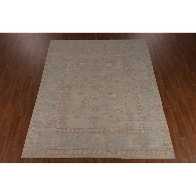 Oushak Turkish Area Rug Hand-Knotted Floral Wool Carpet - 8'1"x 9'6"