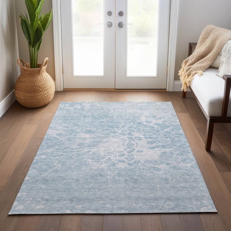 Machine Washable Indoor/ Outdoor Chantille Modern Vintage Floral Rug