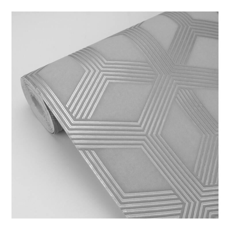 Advantage Xander Grey Glam Geometric Wallpaper - 20.9 x 396 x 0.025