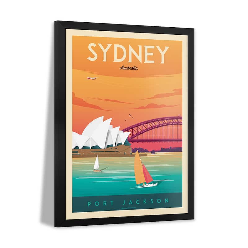 Sydney Australia Travel Poster Premium Framed Poster by Olahoop Travel Posters