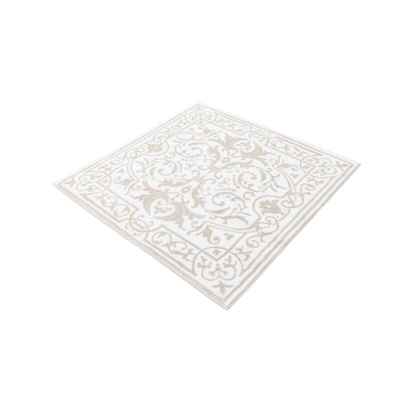 Traditional Wralvale Collection Area Rug - Snow White - 7'10" Square