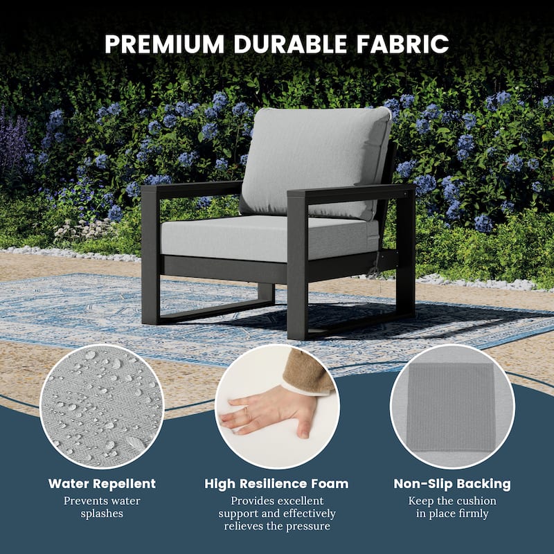 Polytrends Endless Patio Deep Seating Club Chair with Gray Frame (Set of 2)