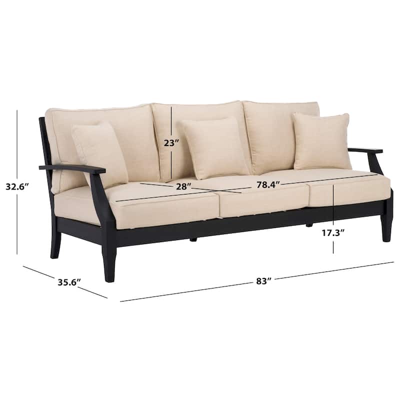 SAFAVIEH Couture Martinique Wood Patio Sofa - 82"W x 35"D x 32"H