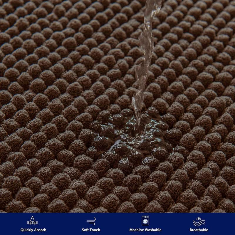 Subrtex Luxury Chenille Bath Rugs Soft Bathroom Mats