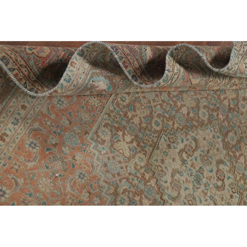 Geometric Tabriz Vintage Persian Rug Hand-Knotted Wool Carpet - 6'4" x 9'8"
