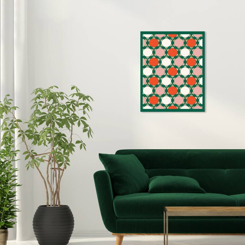 Wynwood Studio Canvas Holiday and Seasonal Ornaments Grid Pattern Red Modern & Contemporary Wall Art Canvas Print - 20 x 24