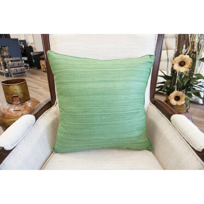Home&Manor Raw Silk Throw Pillow 18" Green