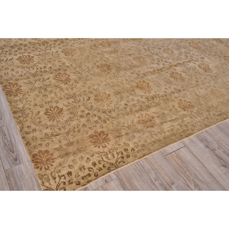 EXQUISITE RUGS ONE-OF-A-KIND Metro Collection Hand Knotted Tan Rug - 12'x15'