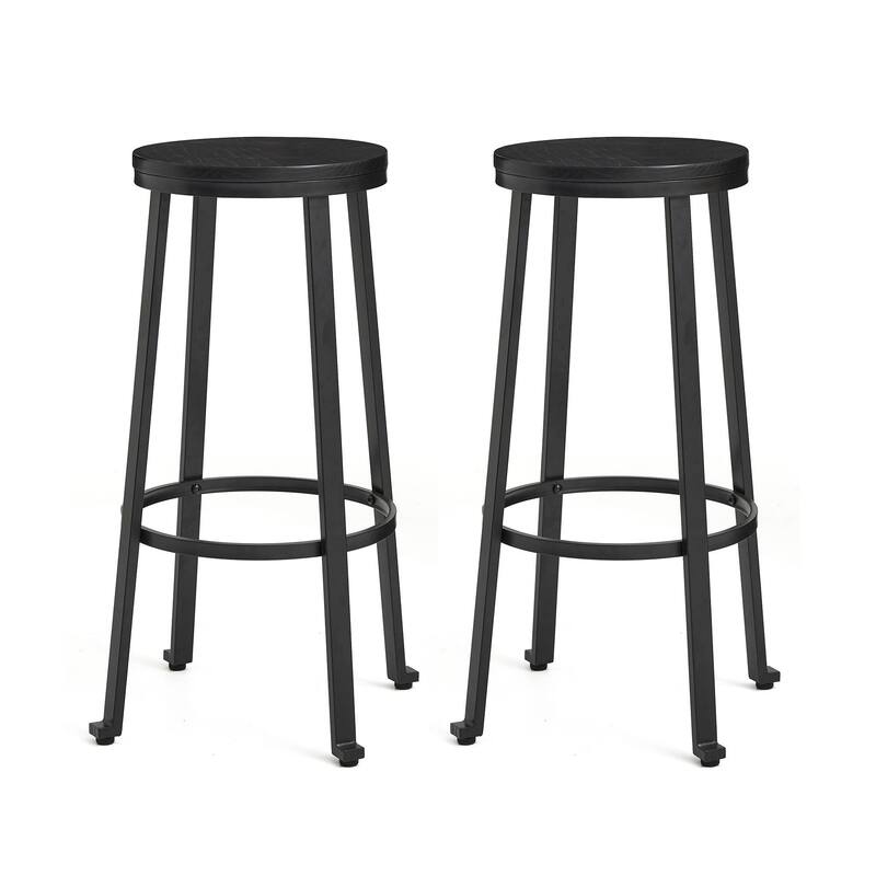 Glitzhome Industrial Rustic High Bar Stools with Wood Seat