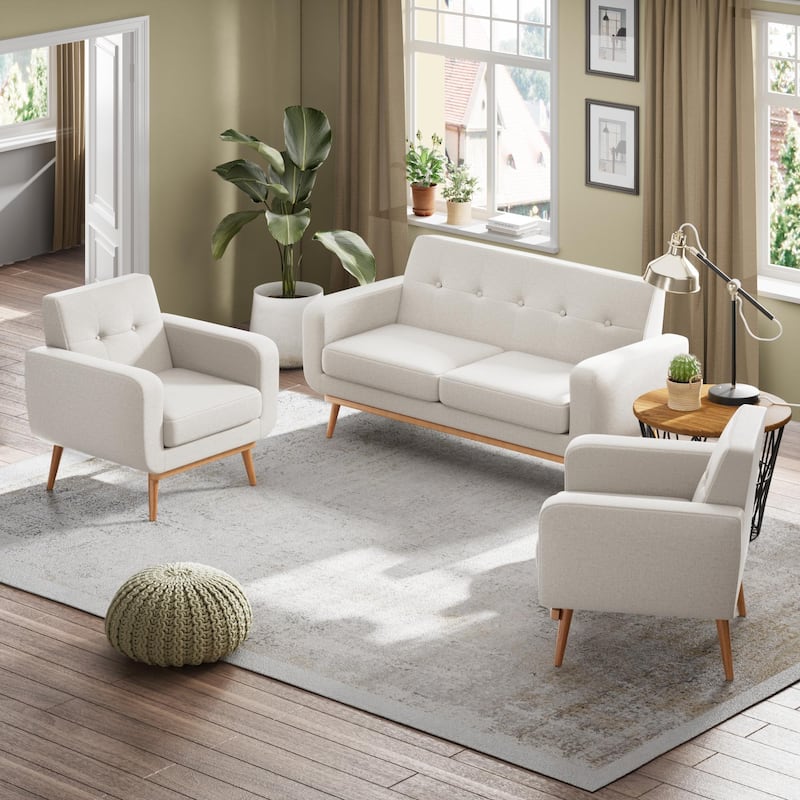 HUIMO Sofa Couch for Two People Tufted Fabric Upholstered Sofa