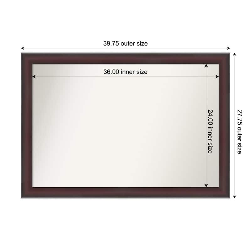 Grand Narrow Non-Beveled Framed Bathroom Vanity Wall Mirror - 40 x 28 in - Grand Cherry Narrow