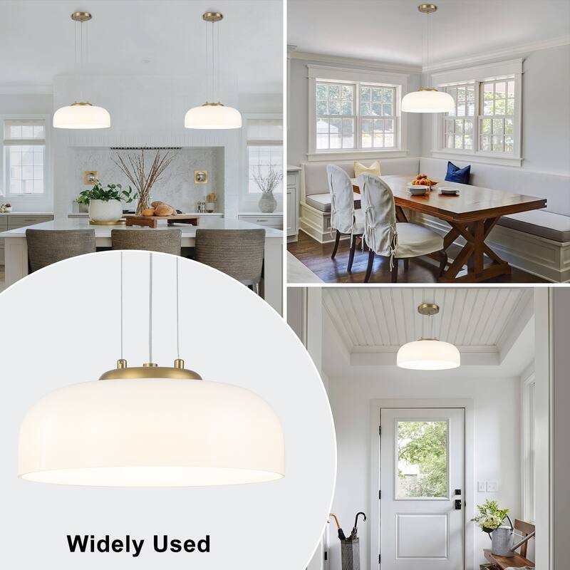 Single Light LED Pendant with Milky White Glass Shade Dimmable Modern