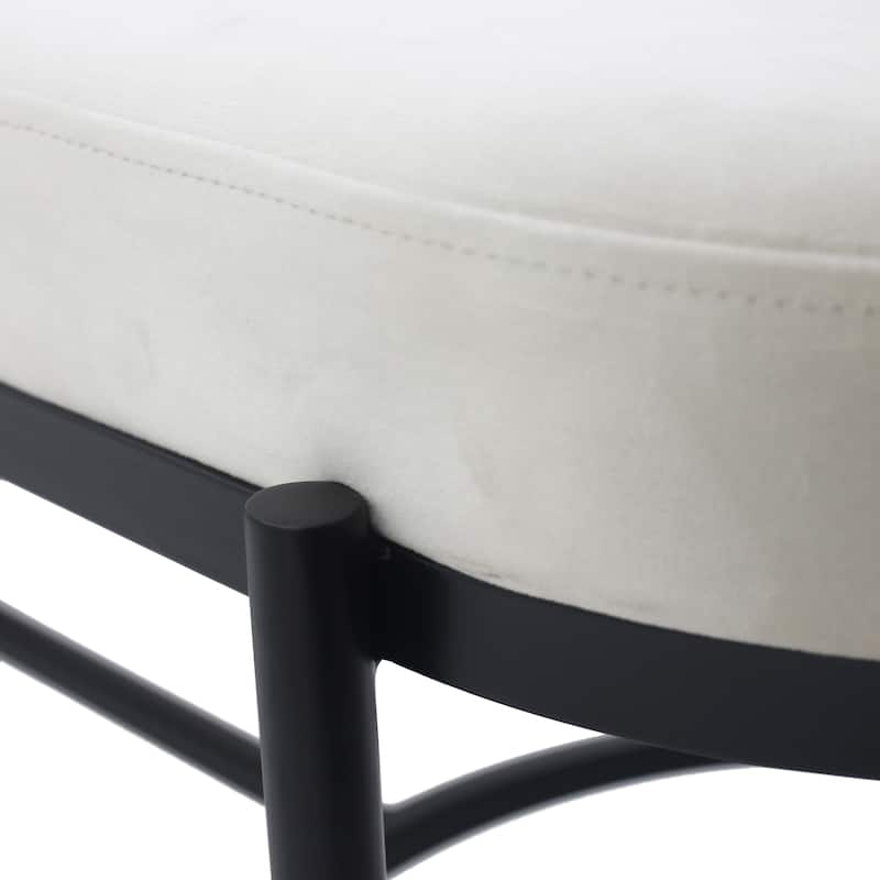 Luxurious Upholstered Bench with Metal Base Frame - 47.5", Ivory - 47.5"