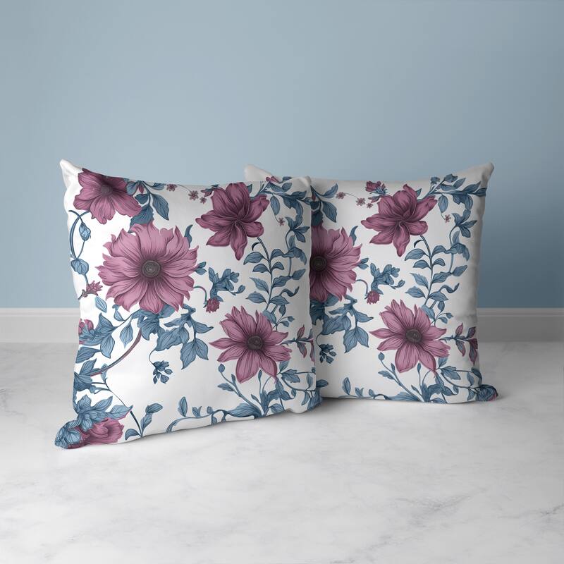 Harvest of Sunshine Faux Suede Reversible Throw Pillow Blue and Pink