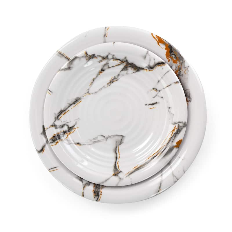 Melamine Dinnerware 12 Piece Set in Stone Marble