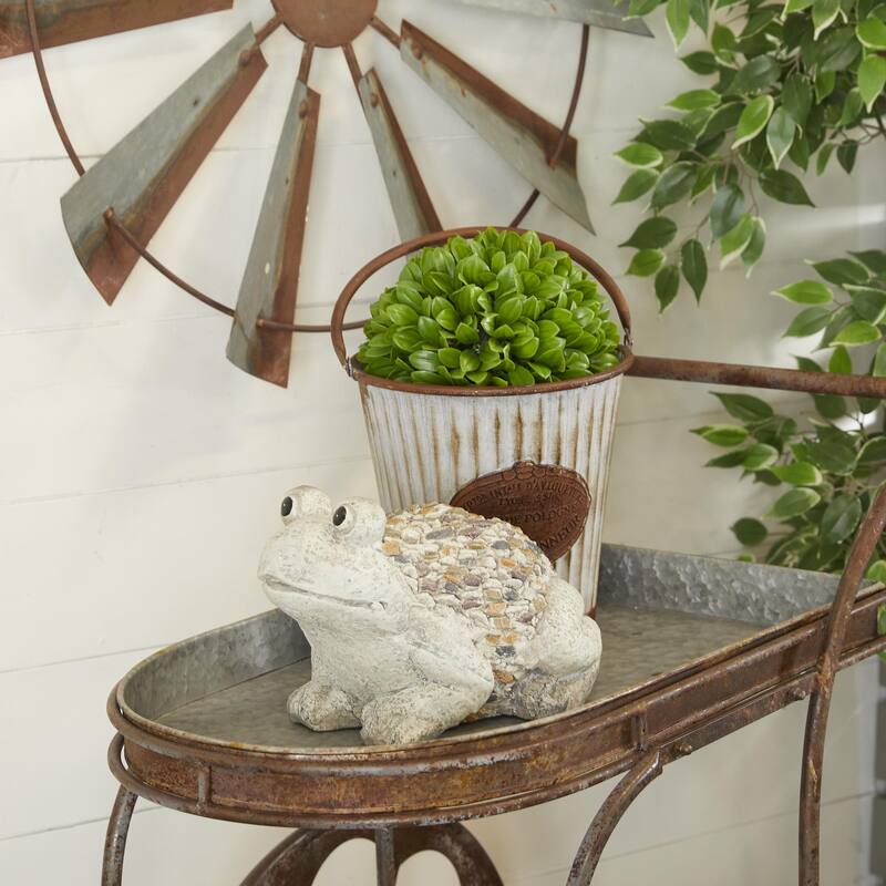 Polystone Frog Indoor Outdoor Garden Sculpture - Light Gray - Roche River Decor
