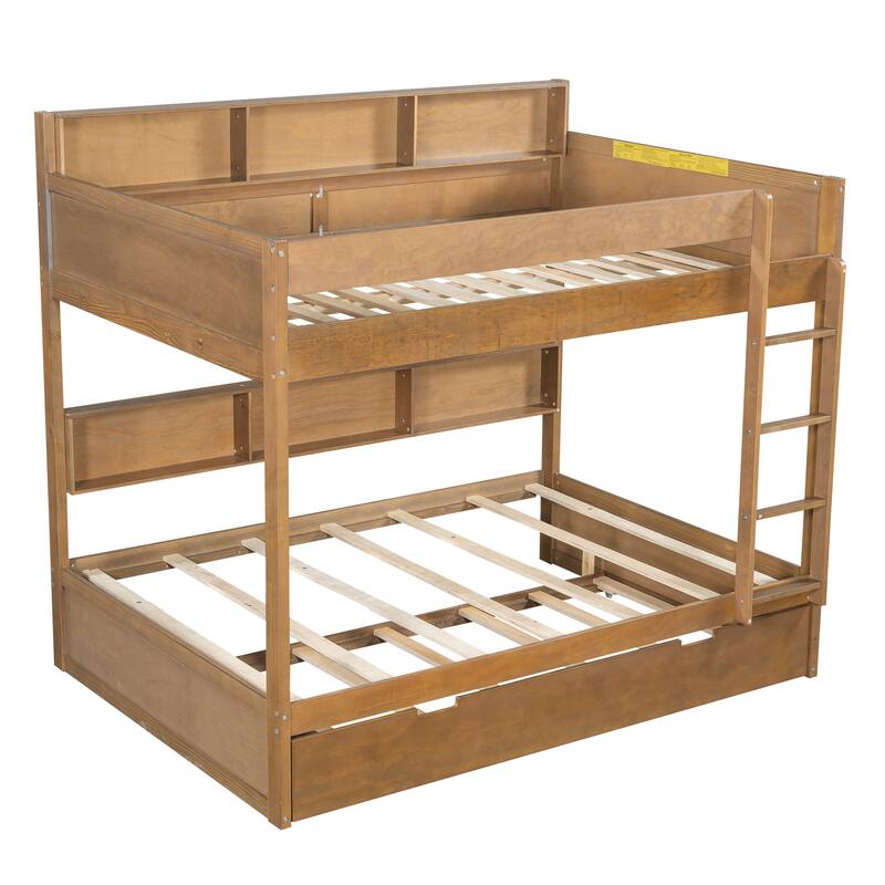 Bunk Bed with Trundle & Dual-Side Storage Shelves by Harper&Bright Designs