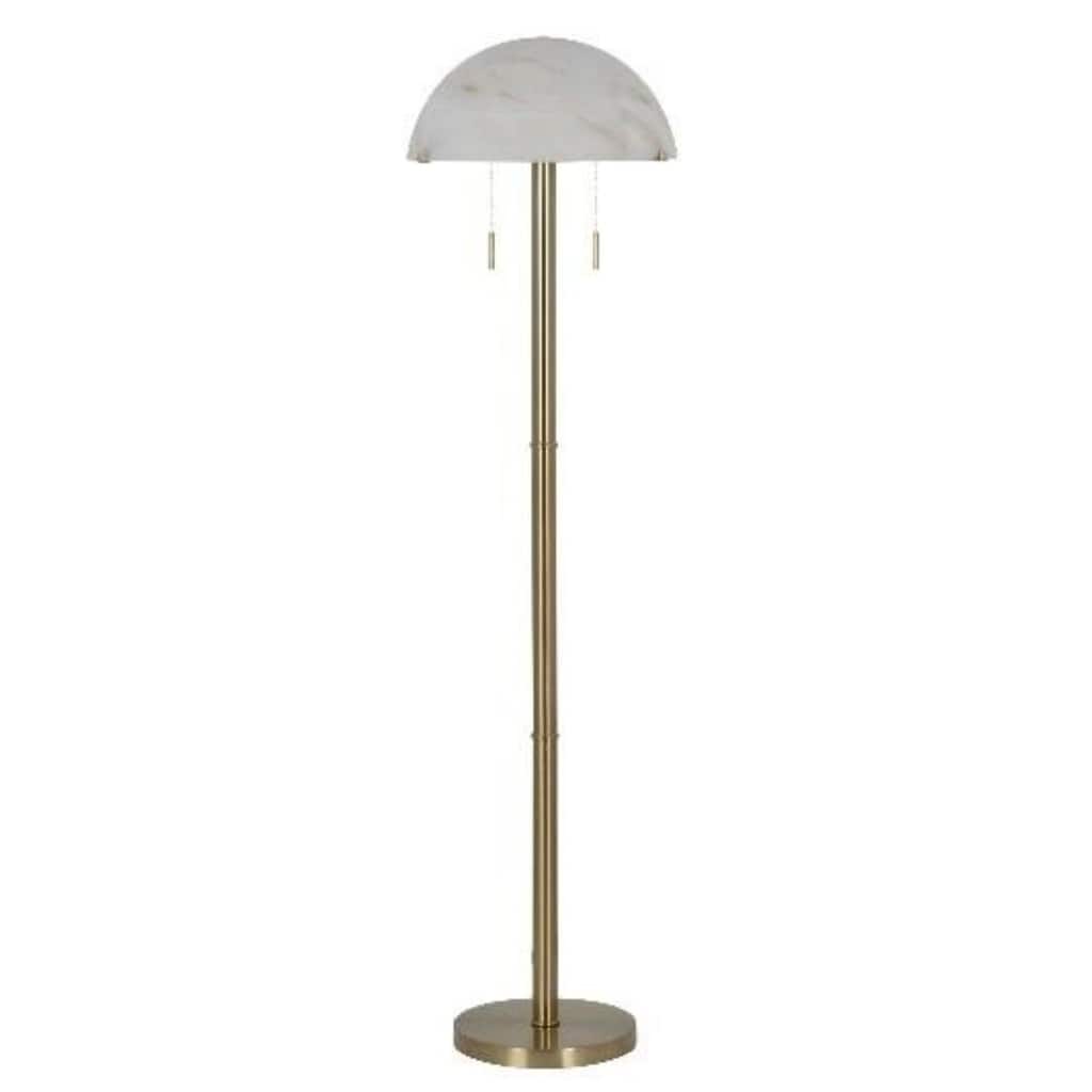 60" Metal Floor Lamp with Glass Shade, Brass