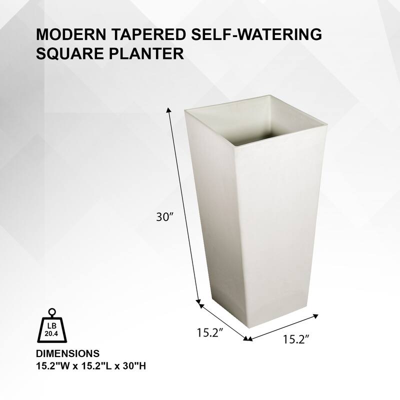 XBrand Modern Tall Square Planter, Modern Tapered Planter Perfect for Indoor & Outdoor Planter, Patio Décor, Set of 2
