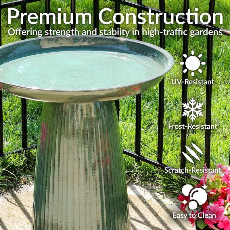Gleeful Garden Metal Outdoor Bird Bath