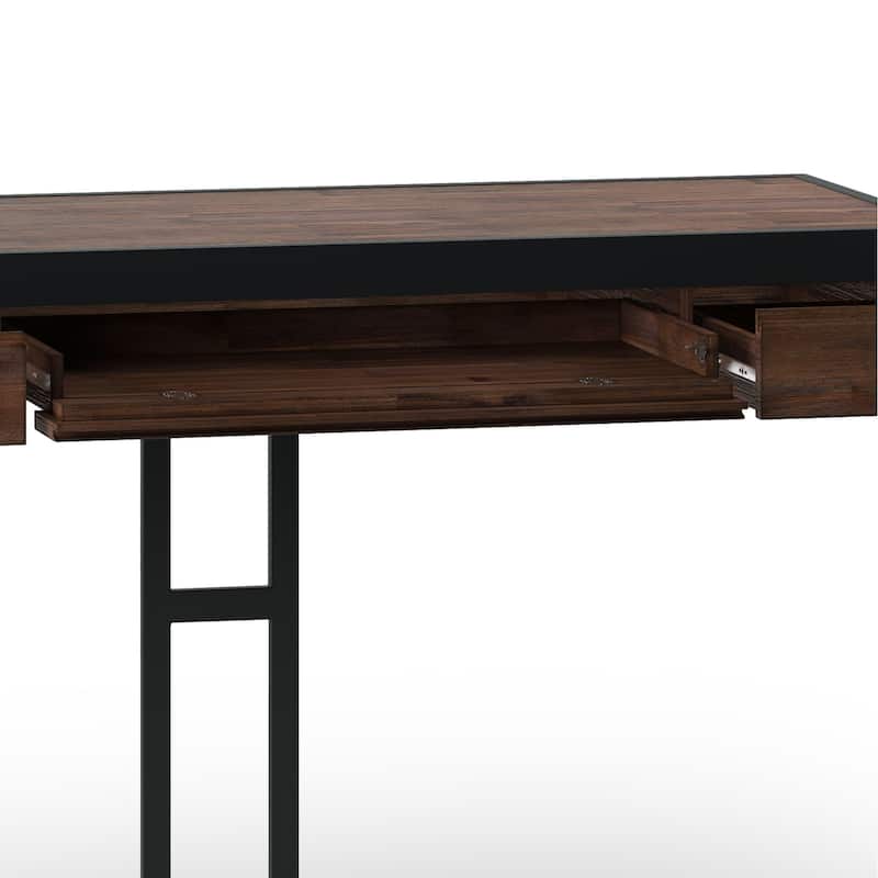 WYNDENHALL Cecilia SOLID ACACIA WOOD Modern Industrial 48 inch Wide Small Desk in Distressed Charcoal Brown