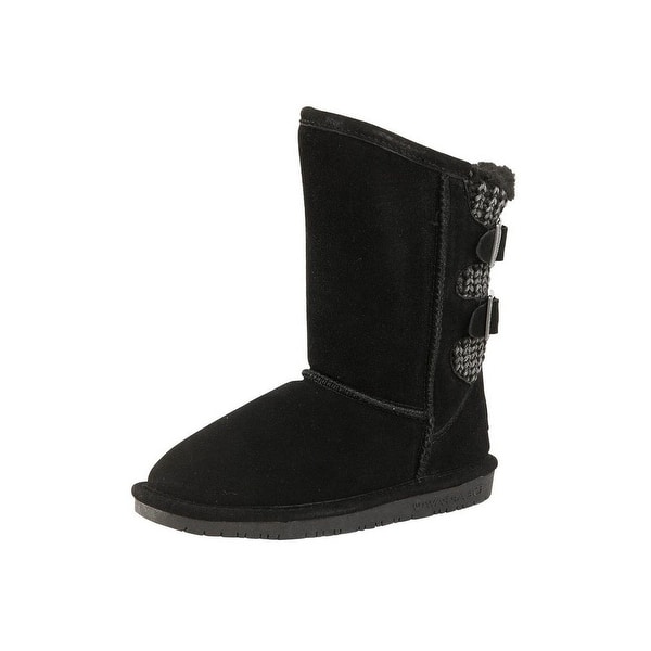 Bearpaw Casual Boots Girls Elle Tall Knee high Youth HIckory Cow Suede Fur